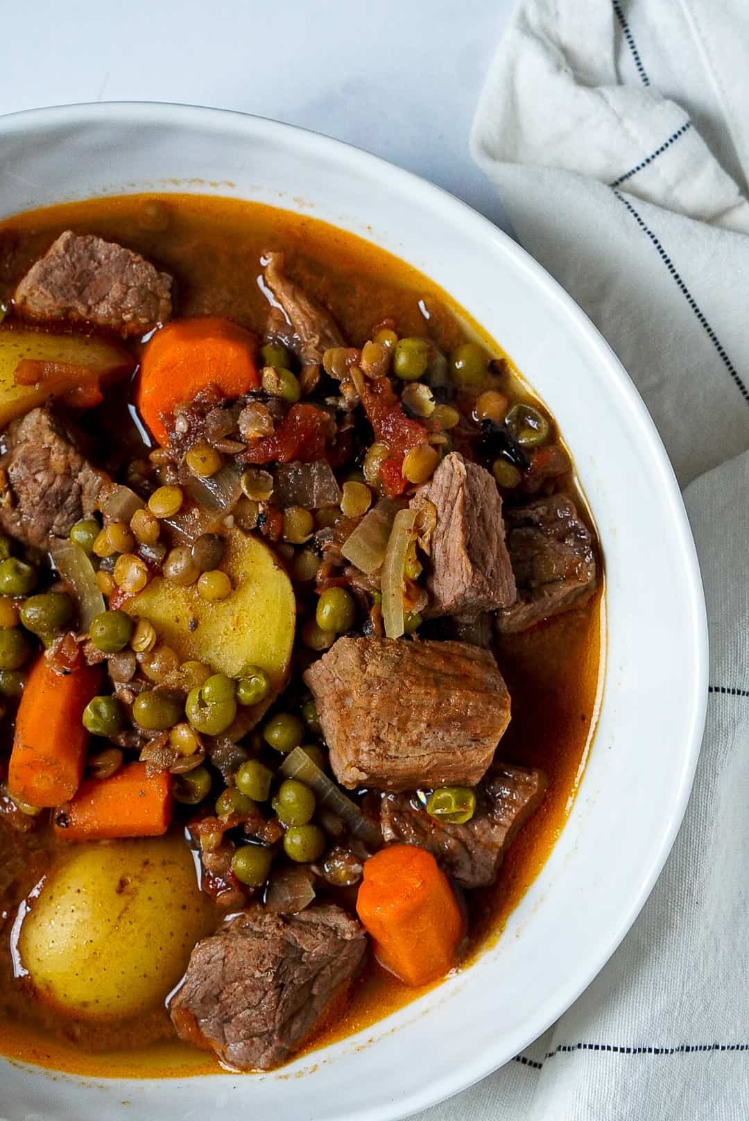 Slow Cooker High Protein Beef, Potato and Lentil Stew