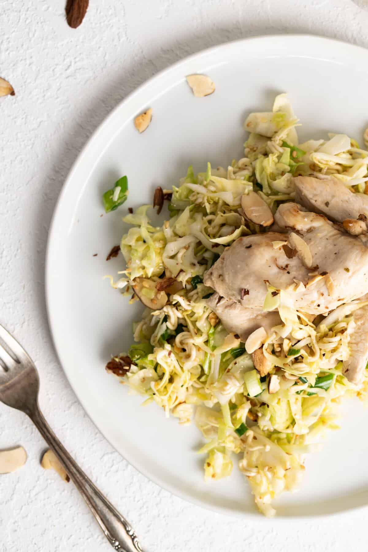 Plate of easy cabbage salad.