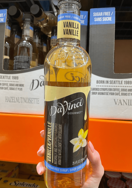 Bottle of DaVinci vanilla syrup.