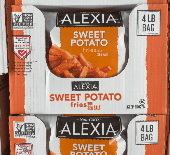 Bags of Alexia sweet potato fries.