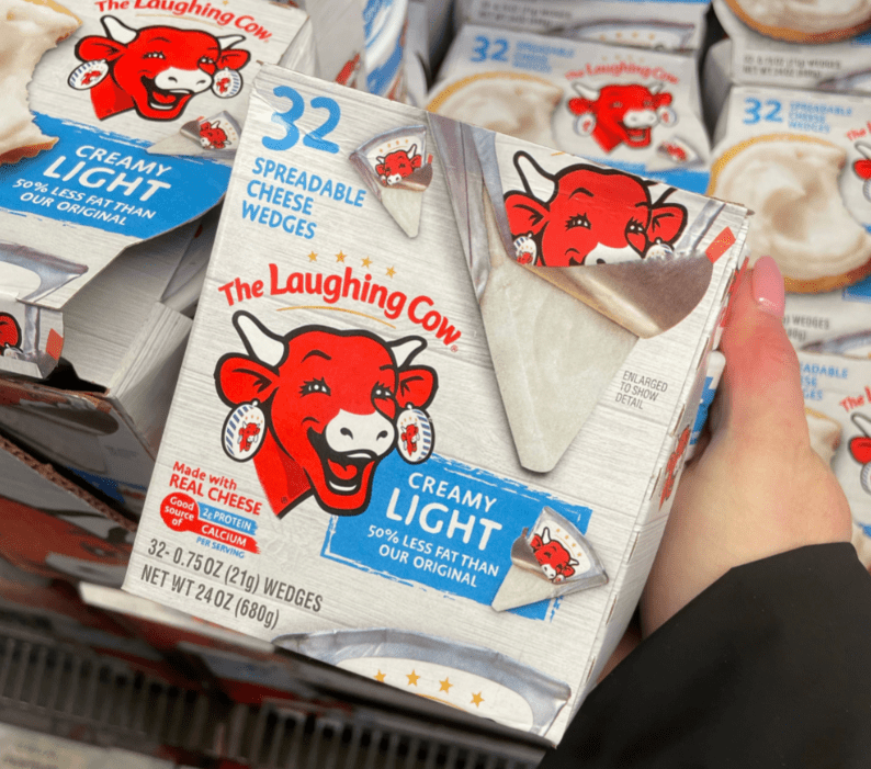 Box of Laughing Cow light cheese.