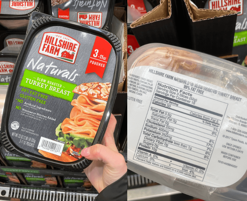 Hillshire Farms Naturals turkey breast with 50 calories per serving.