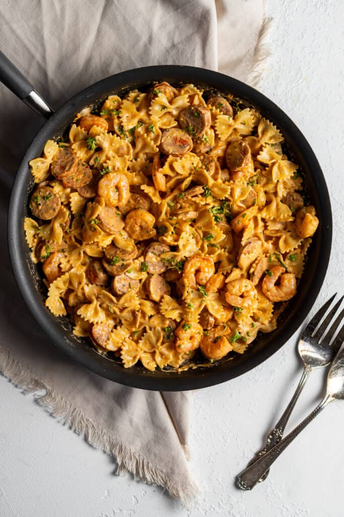 Creamy Cajun Shrimp Pasta With Sausage Ohsnapmacros