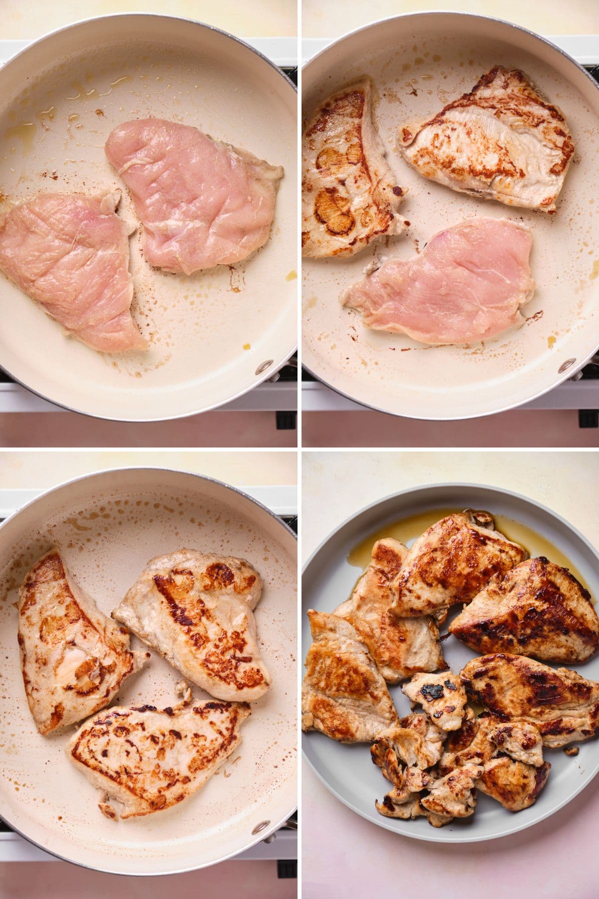 Collage of cooking chicken.