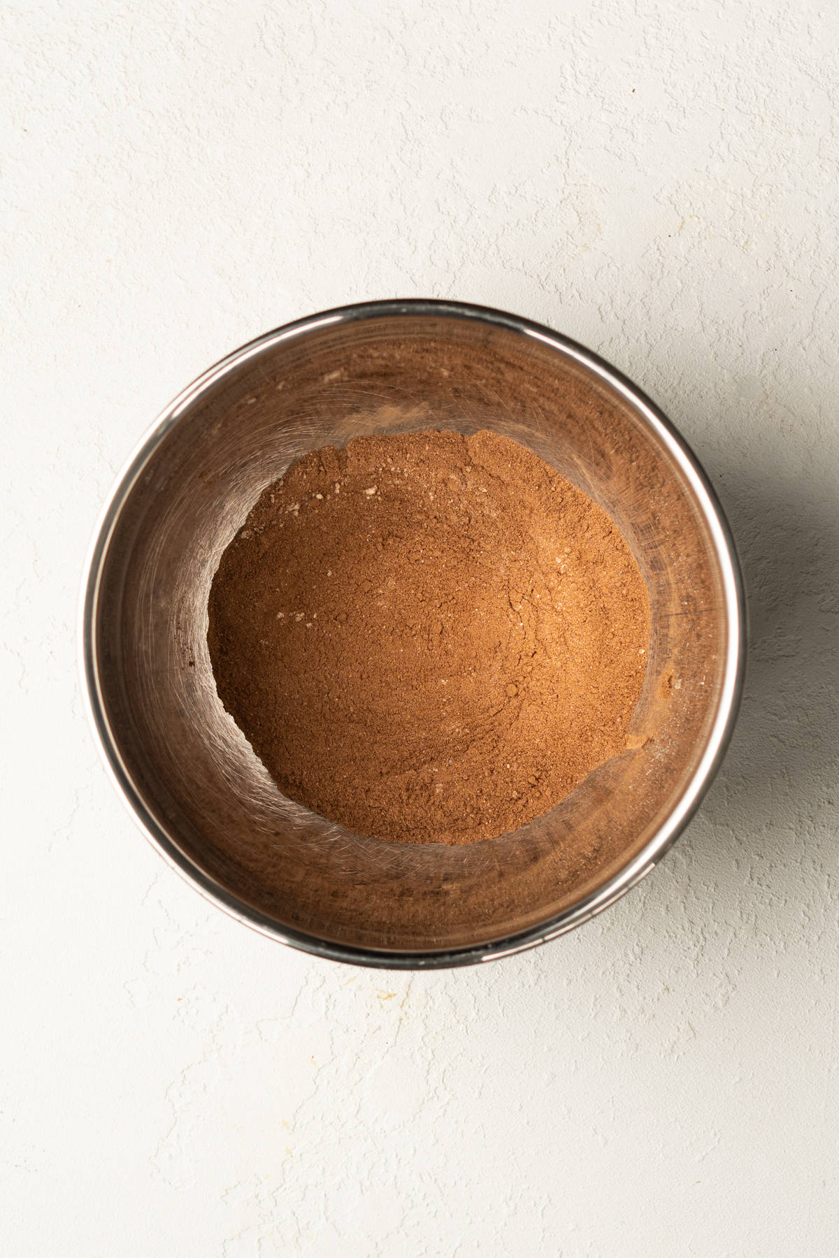 Bowl of dry brownie ingredients.