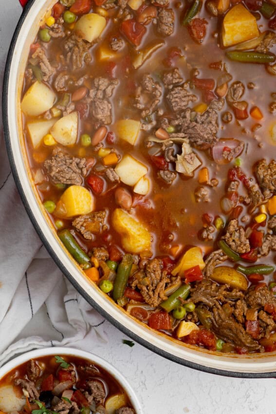 Cowboy soup in a Dutch oven.