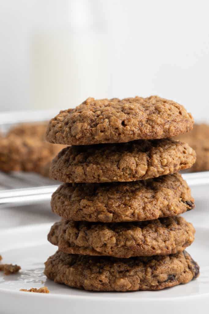 Stack of maple oatmeal cookies.