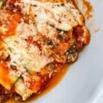 Zucchini lasagna on a plate.