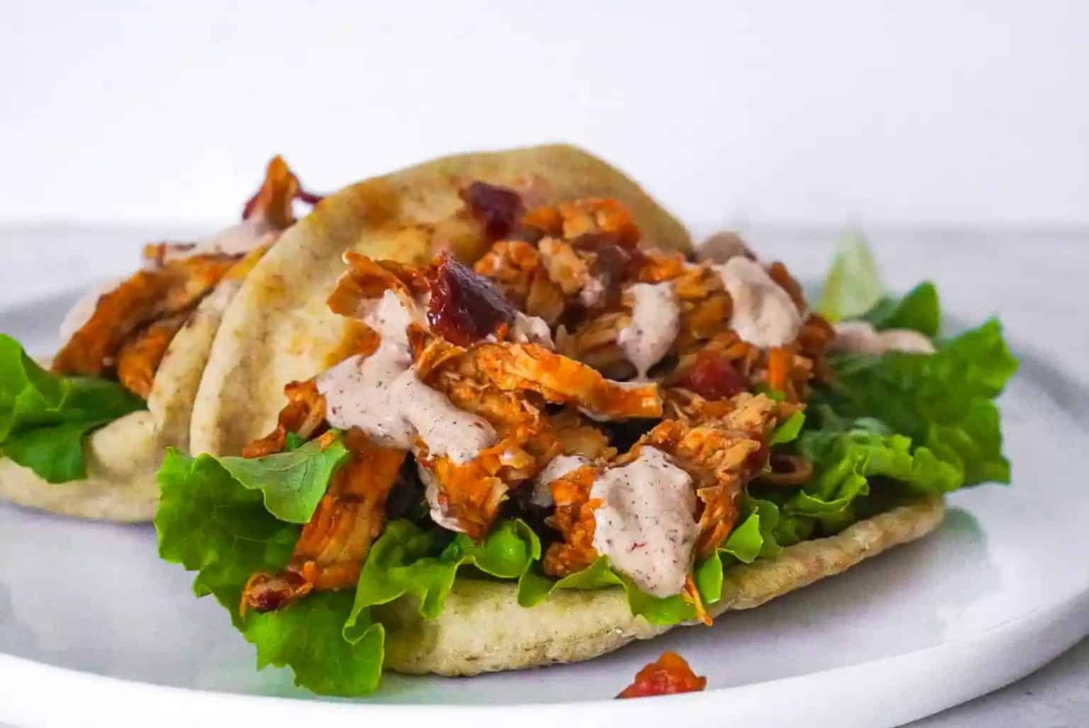Chicken Adobo Pitas with Chili Lime Crema