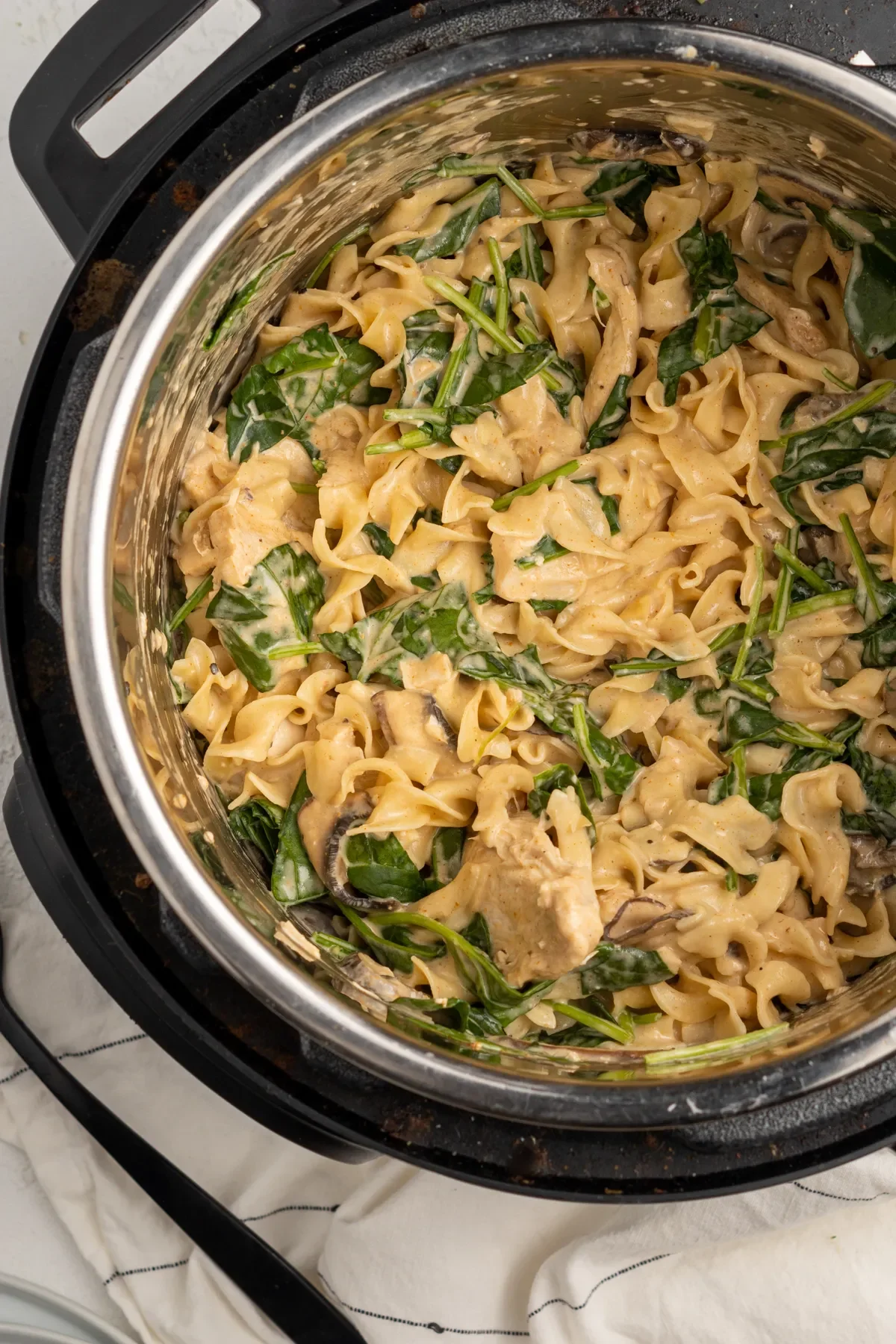 Chicken stroganoff in an Instant Pot.