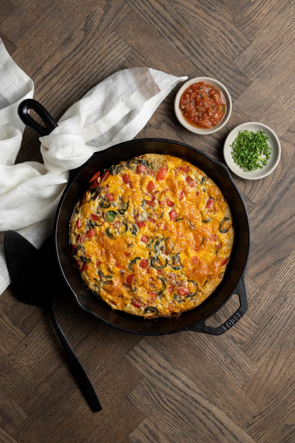 Southwest frittata in a skillet.