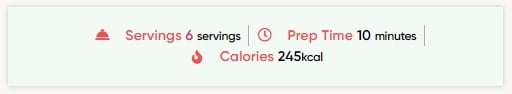 Graphic: Servings - 6, Time - 10 minutes, calories - 245.