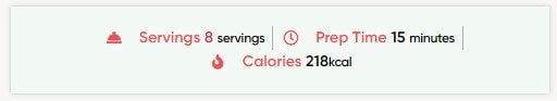 Graphic: Servings - 8, Time - 15 minutes, Calories - 218.