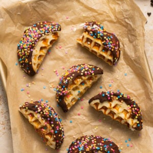 Choco tacos on parchment paper.