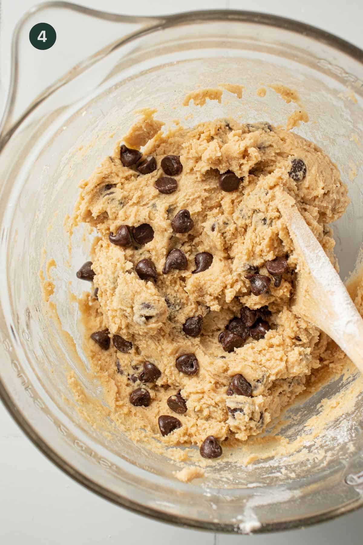 Cookie dough with chocolate chips folded in. 