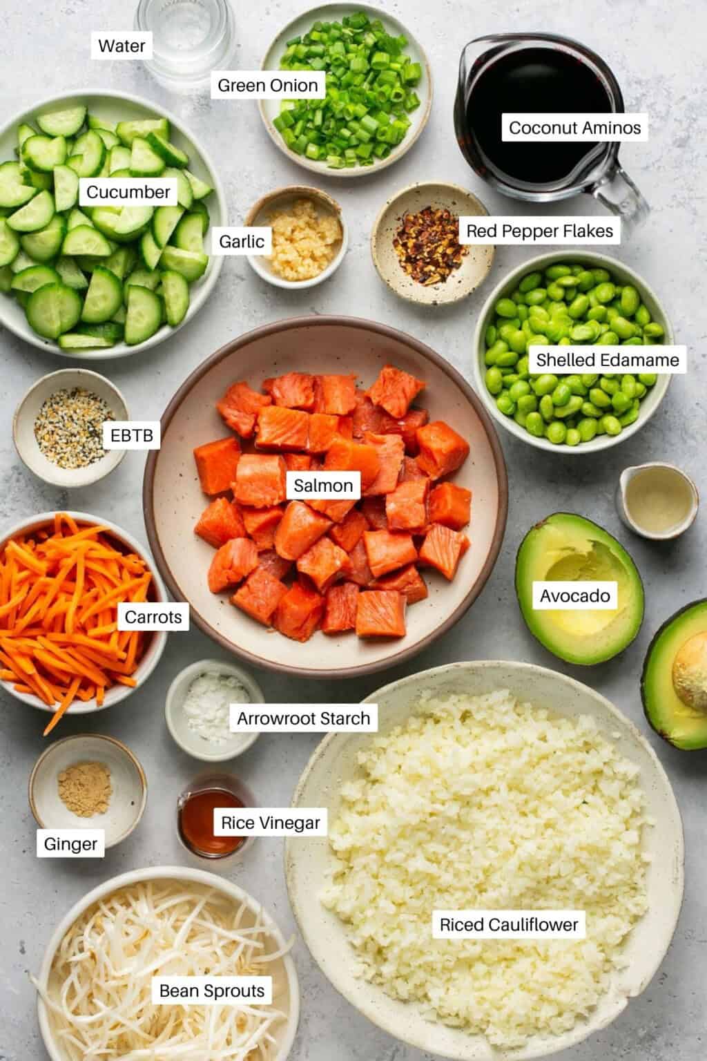 Macro Friendly Teriyaki Salmon Bowls (with cauliflower rice) Oh Snap