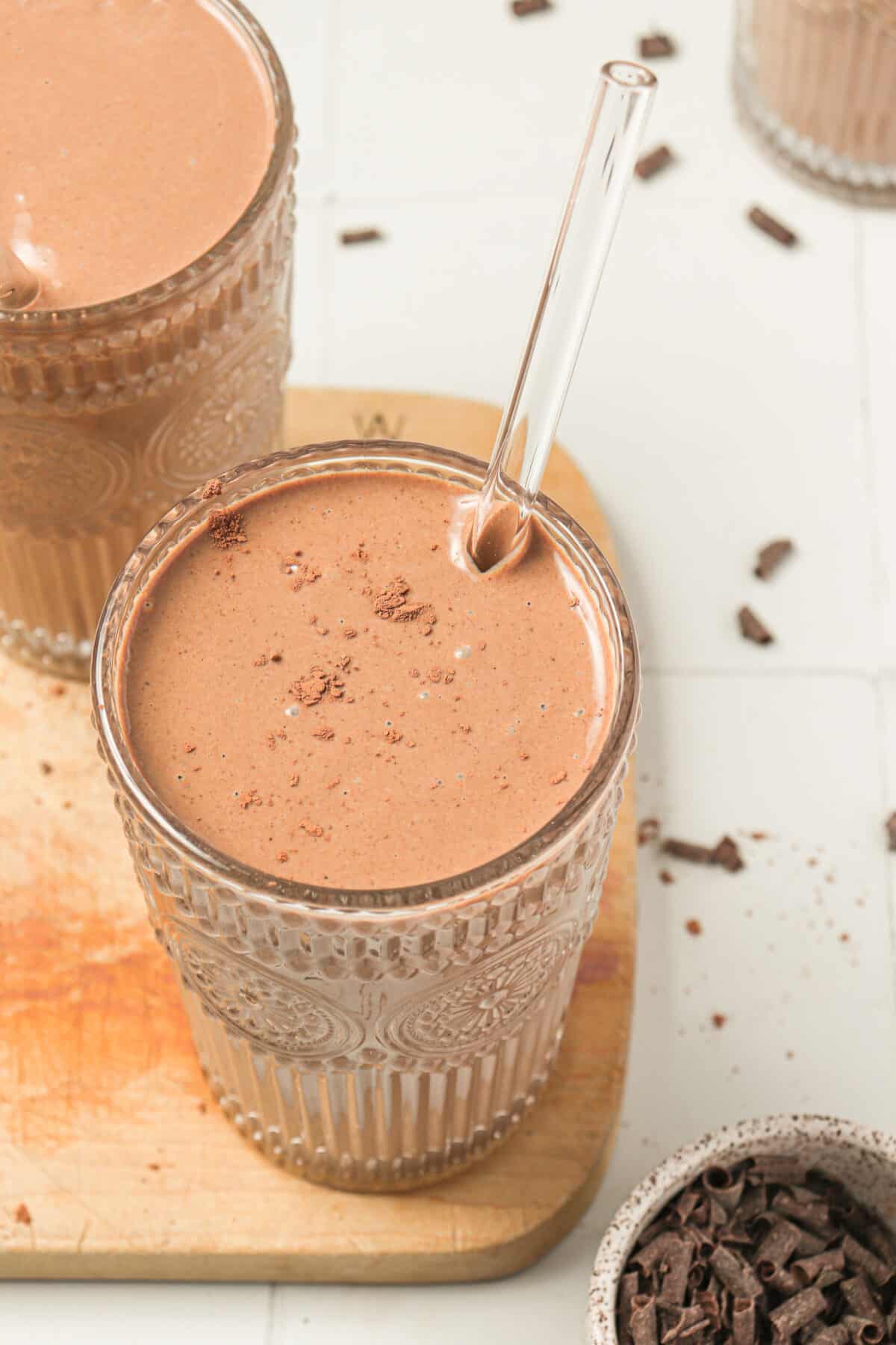 Chocolate shake without toppings. 