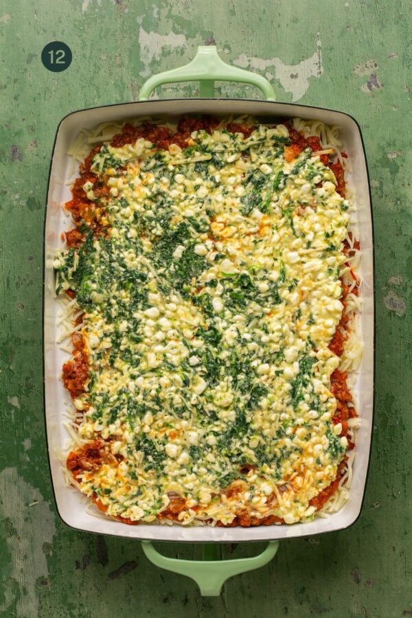 Beefy Cottage Cheese and Spinach Lasagna (oven ready noodles) Oh Snap