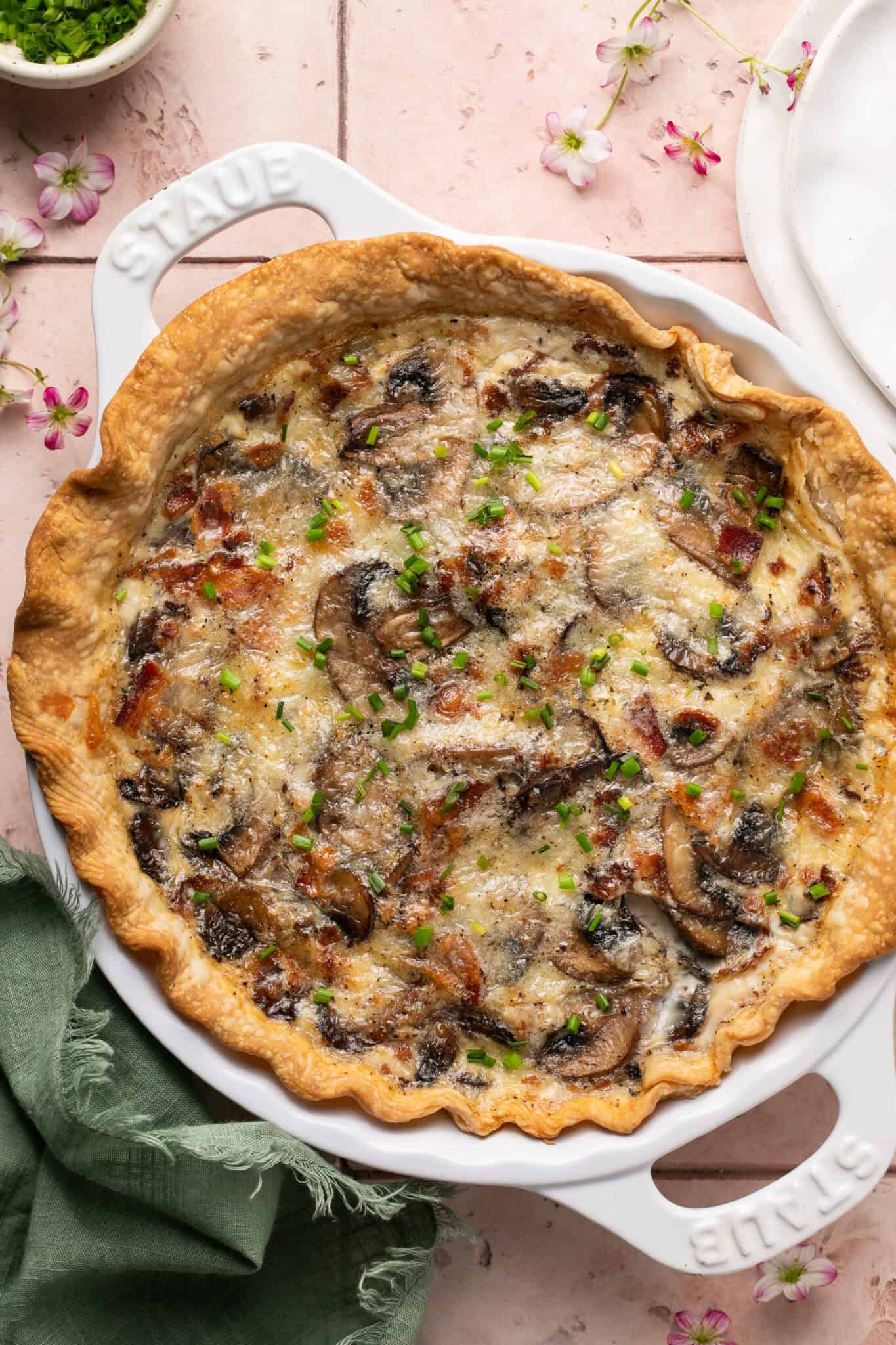 Easy Bacon and Mushroom Egg White Breakfast Quiche - Oh Snap Macros