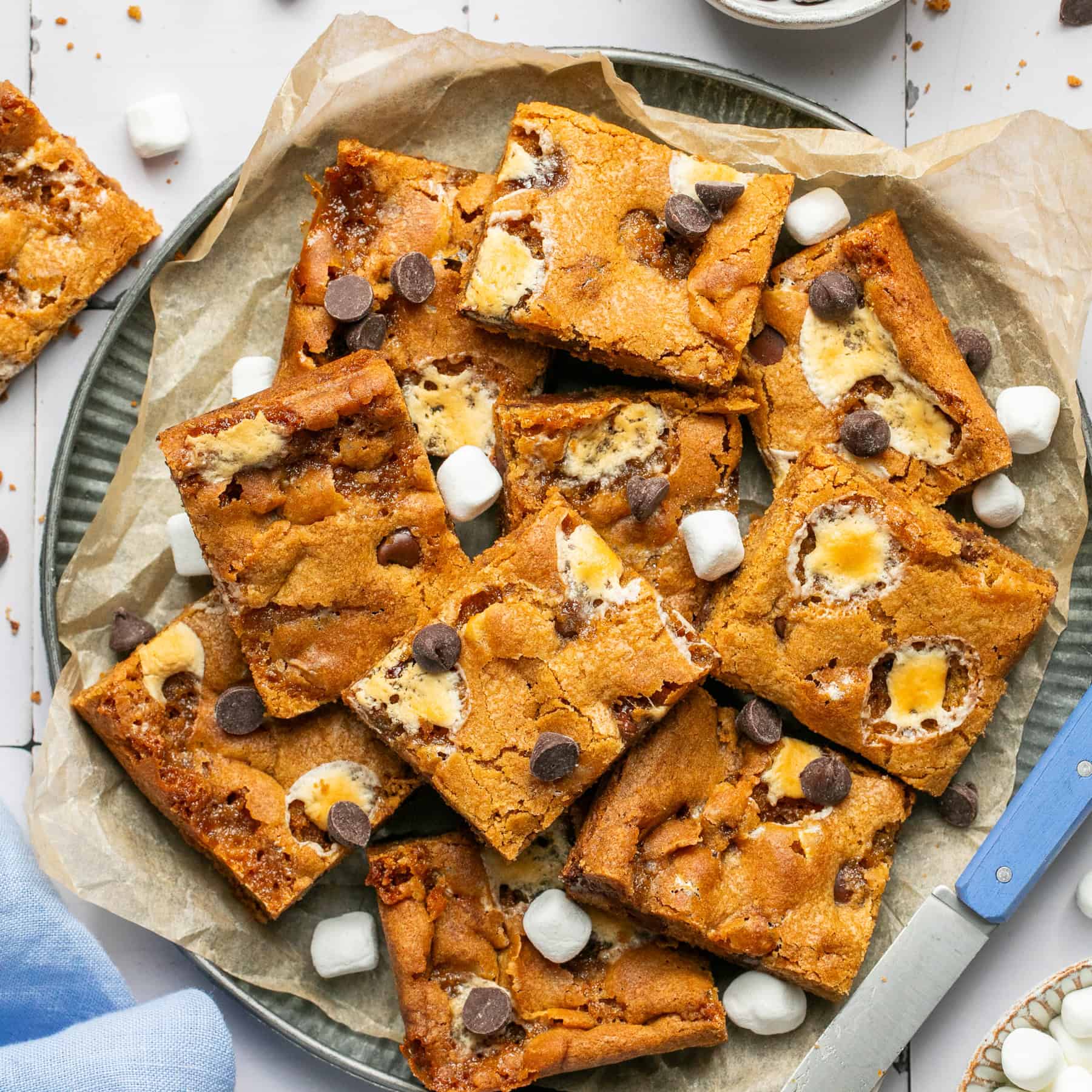 Cookie bars on a plate.