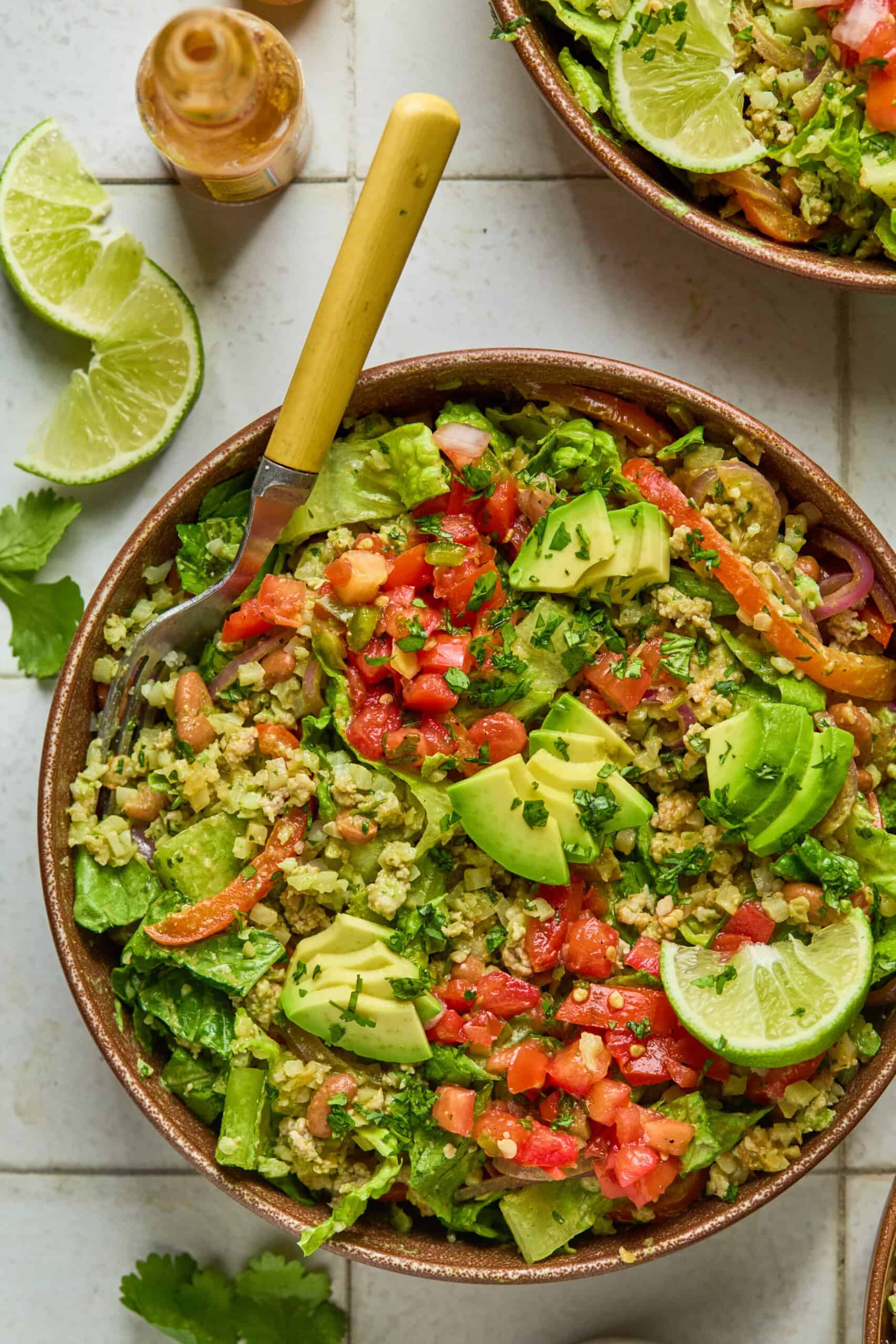 Turkey Burrito Bowls with Creamy Cilantro Dressing