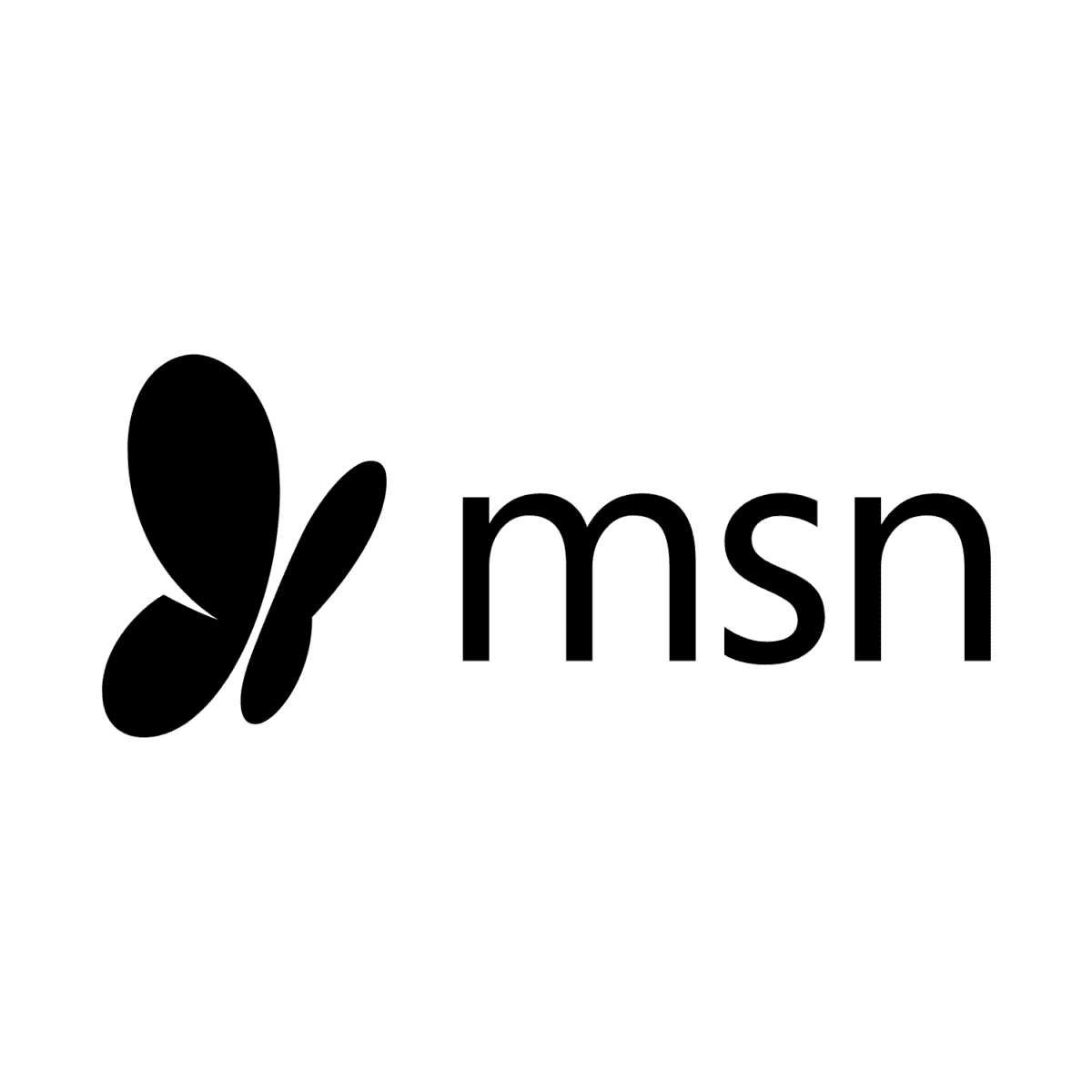 The image shows the MSN logo with a black butterfly icon to the left of the lowercase letters msn in a bold, modern font on a white background, reflecting a modern twist that could complement any about me section.