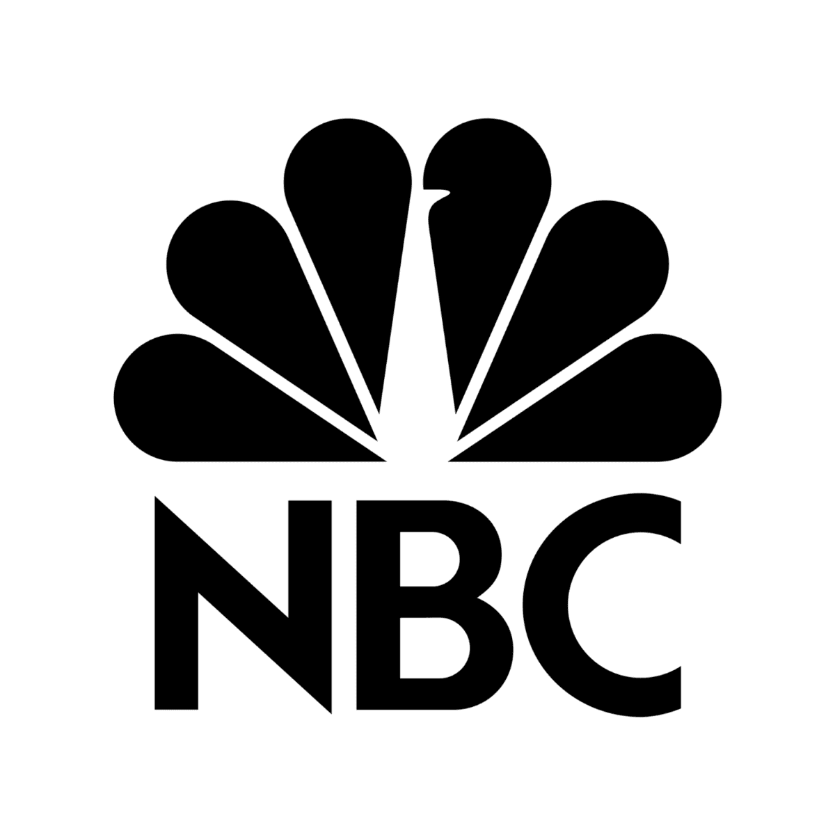 The NBC logo featuring six stylized feathers arranged in a fan shape above the bold letters NBC, all in black and white, reflects a classic designโperfect for an about me section highlighting timeless style.