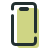 A simple illustration of a smartphone with a black outline and a light green screen, viewed from the front.